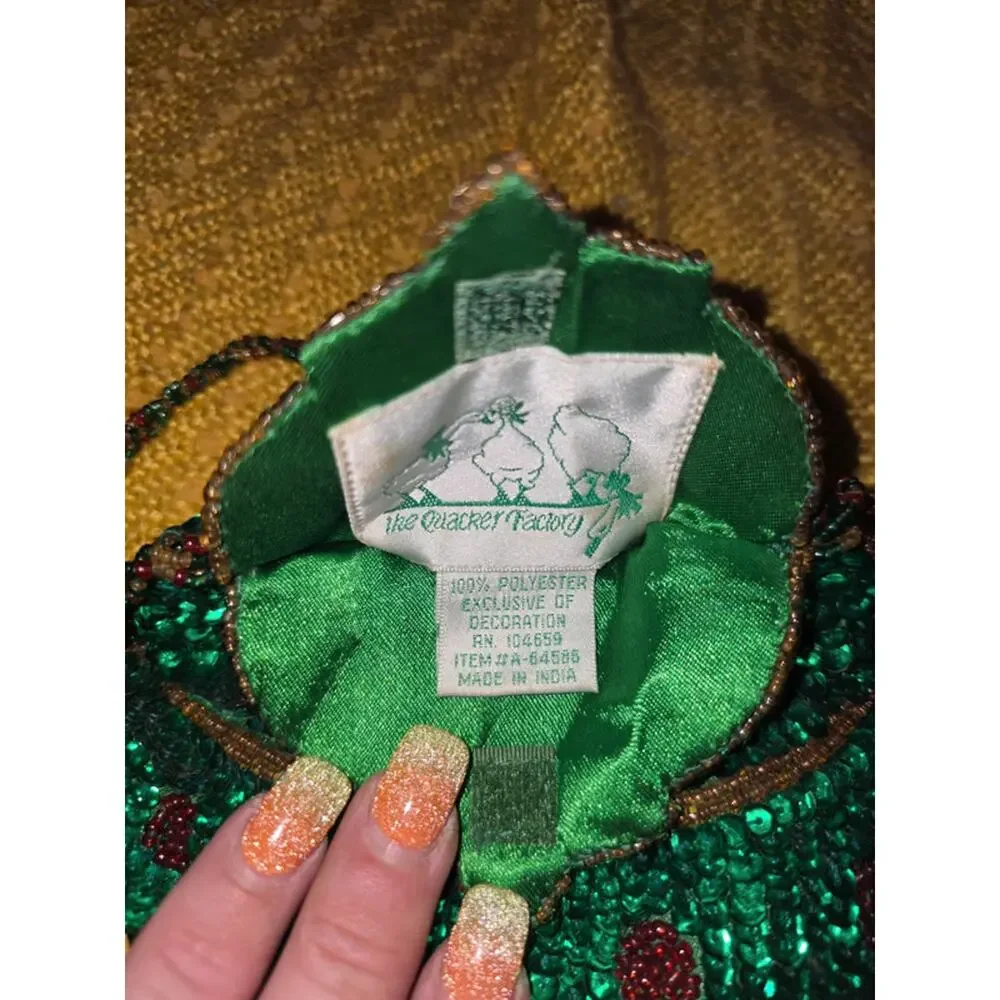 Vintage Quacker Factory Sequined Christmas Tree Crossbody Bag
